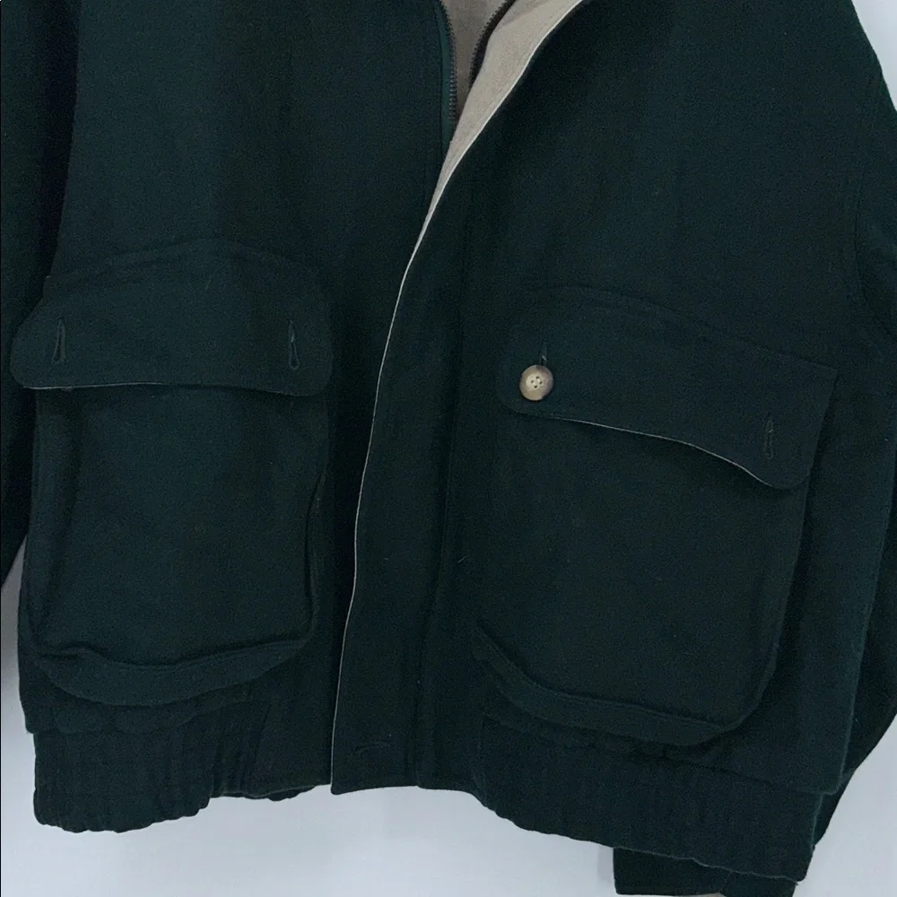 Vintage Boston Traders Men’s  Wool Blend Green Bomber Jacket Size M Zip Front
